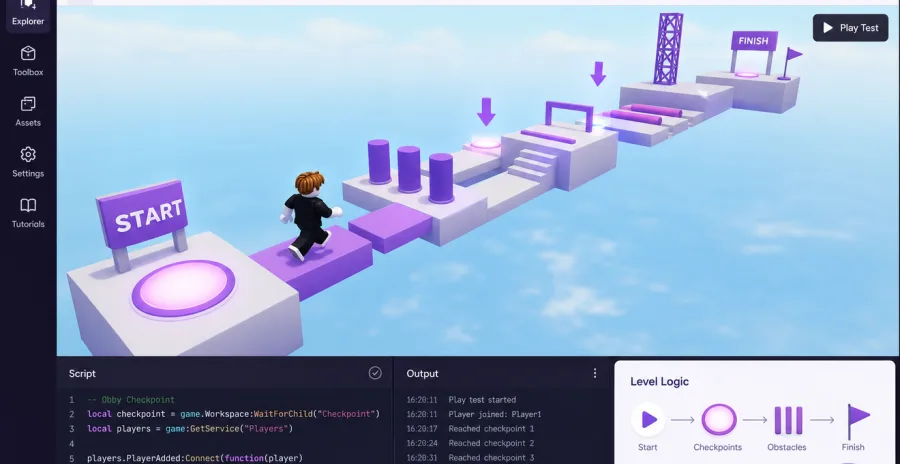Учнівський проєкт оббі-гра в Roblox Studio